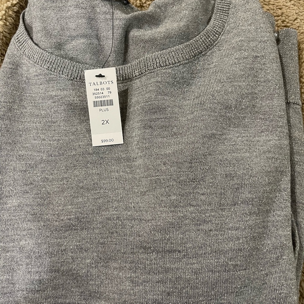 Plus 2X Sparkly Gray Talbots Sweater NWT